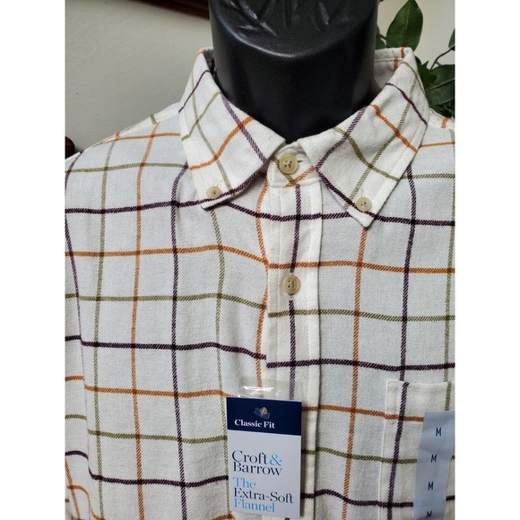 Croft & Barrow Men's White Cotton Collared Long Sleeve Buttons Down Shirt Size M - Picture 2 of 11